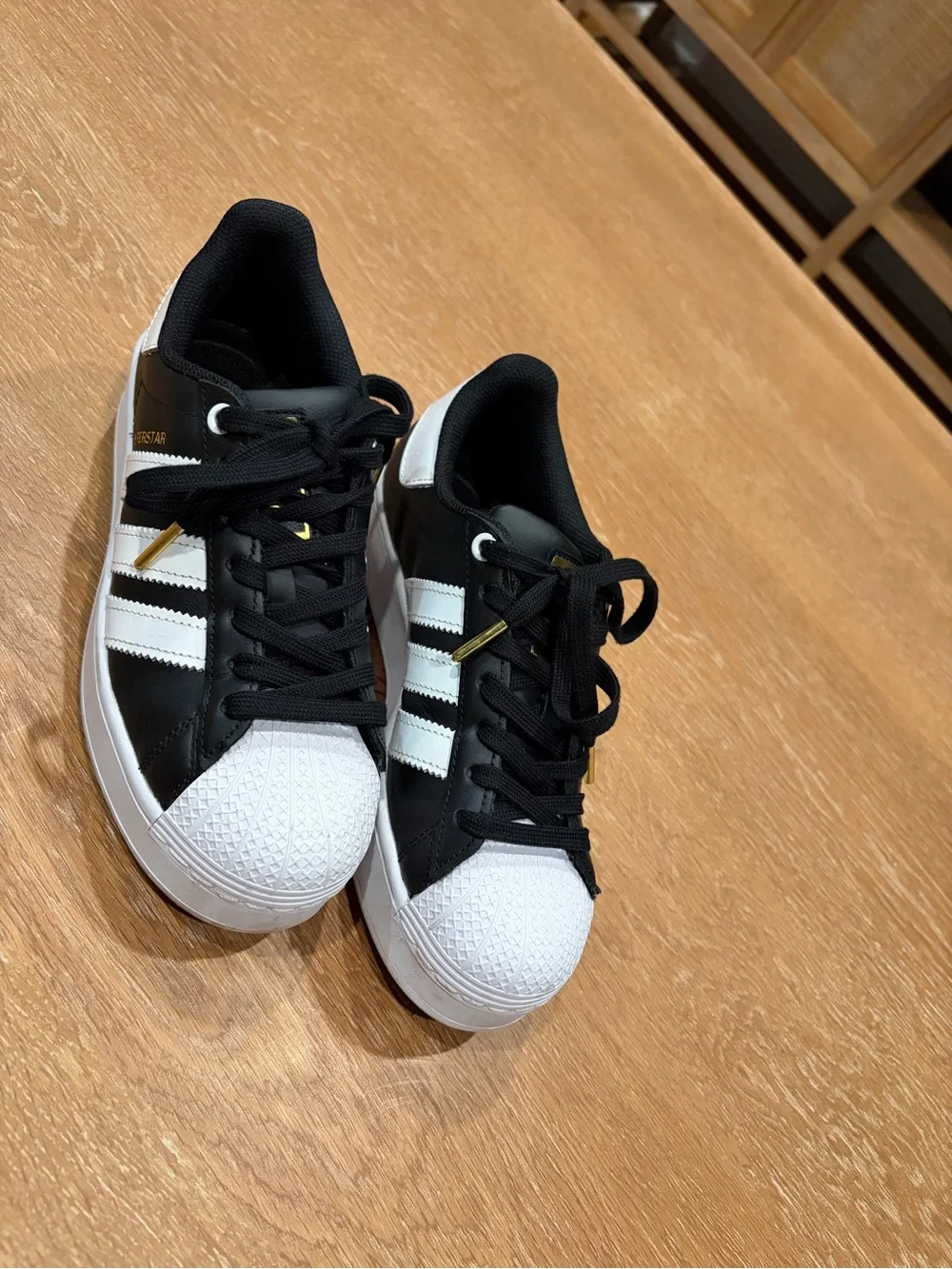 adidas Black and White Women's Platform Superstar Sneakers